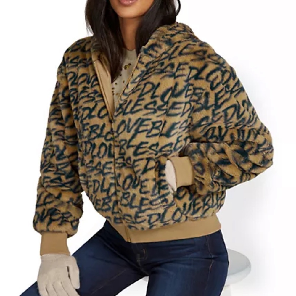 Blessed Reversible Hooded Faux-Fur Jacket, Woman’s,NY&CO,New without Tag